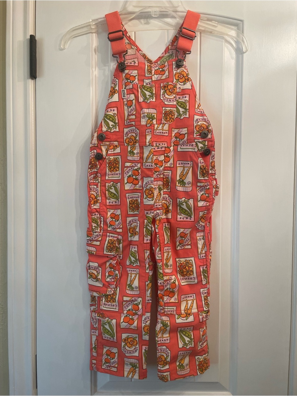 🌟NWOT🌟 Duluth Heirloom coral seed packet overalls, size 3T